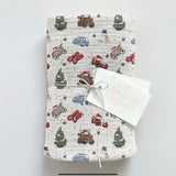A Christmas Cars Muslin Swaddle